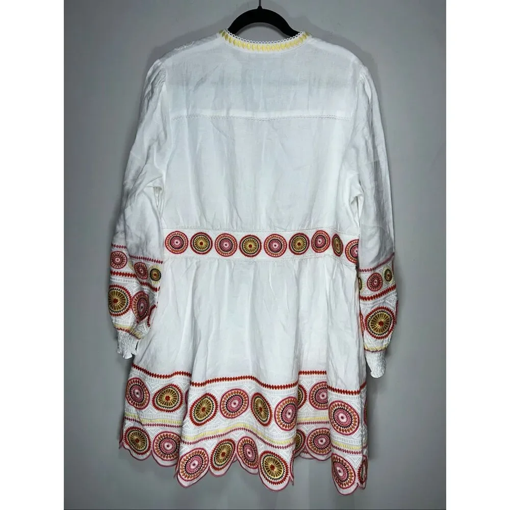 Boden Tamsin Embroidered Linen Mini Dress in ivory size 16-18 US - Picture 2 of 4